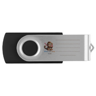 Cute Monkey Romantic Quote Illustration Flash Drive