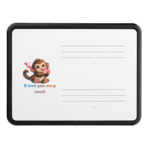 Cute Monkey Romantic Quote Illustration Hitch Cover