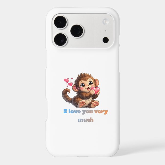 Cute Monkey Romantic Quote Illustration iPhone Case (Back)