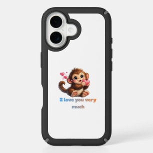 Cute Monkey Romantic Quote Illustration iPhone 16 Case