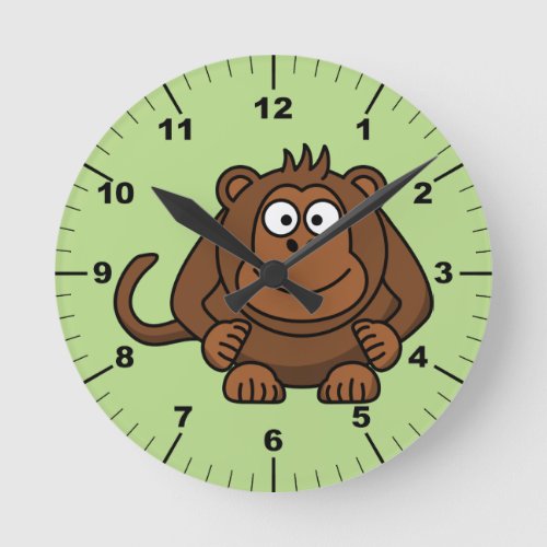 Cute Monkey Round Clock