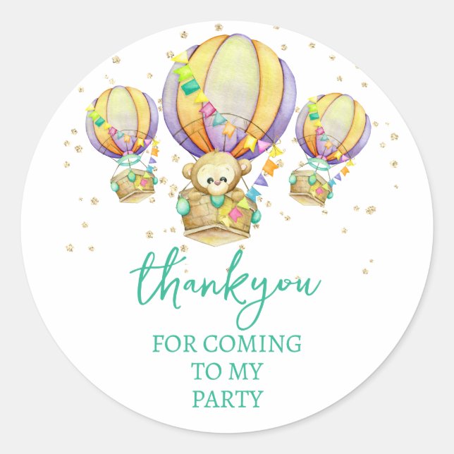 Cute Monkey Thank You for Coming Classic Round Sticker (Front)