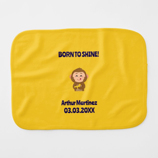 Cute Monkey Theme Boy Baby Shower  Burp Cloth (Front Horizontal)