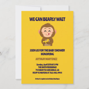 Cute Monkey Theme Boy Baby Shower Invitation