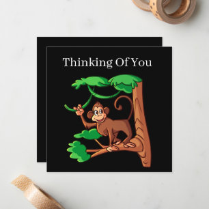 cute monkey thinking of you add sentiment note card