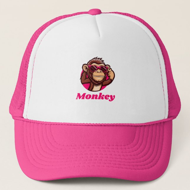 Cute Monkey Trucker Hat (Front)