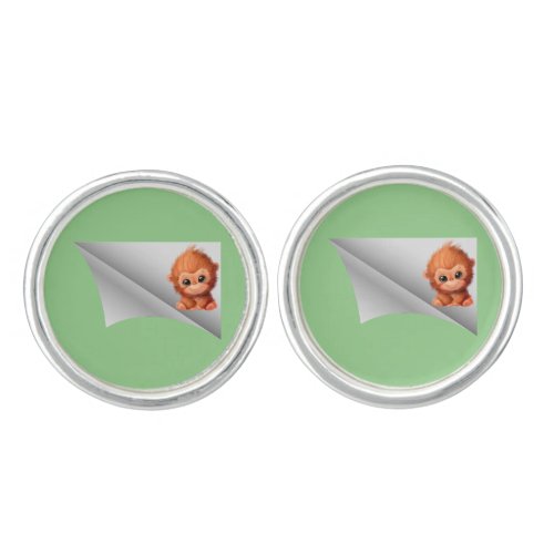 cute monkey under the patch cufflinks