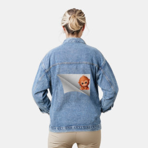 cute monkey under the patch denim jacket