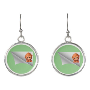 cute monkey under the patch earrings