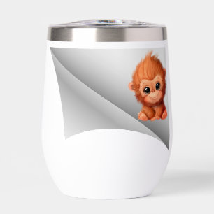 cute monkey under the patch thermal wine tumbler