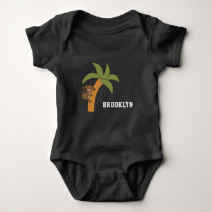 Cute Monkey Unique Boy Personalized Custom Name Baby Bodysuit