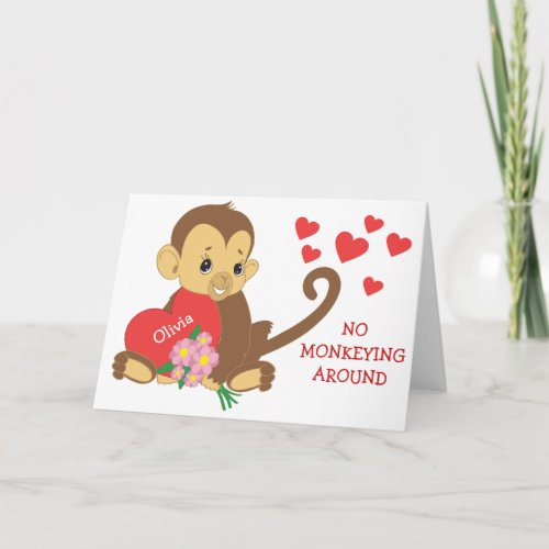 Cute Monkey Valentine Holiday Card