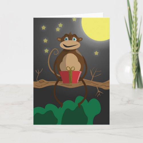 cute monkey valentines holiday card