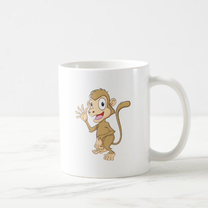 Cute Monkey Waving Hand Hi Hello Goodbye Coffee Mug