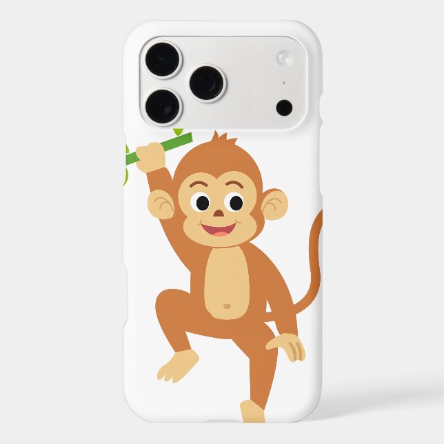 Cute Monkey with Bamboo  Iphone Case (Back)