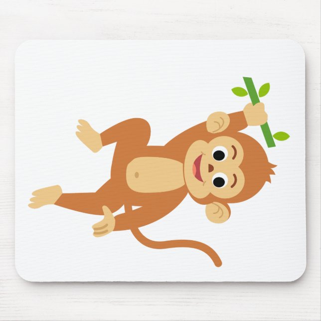 Cute Monkey with Bamboo Mouse Pad (Front)