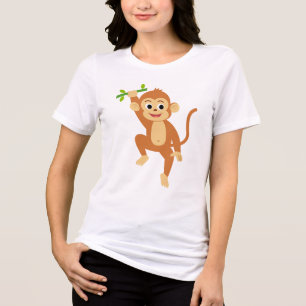Cute Monkey with Bamboo Tri-Blend Shirt