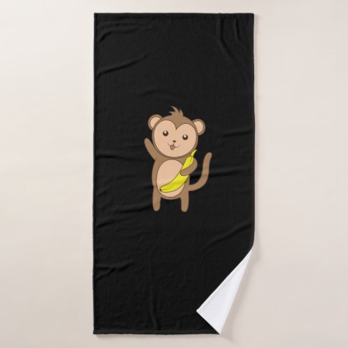 cute monkey with banana bath towel