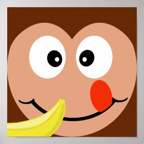 Cute Monkey With Banana Kids Art Print