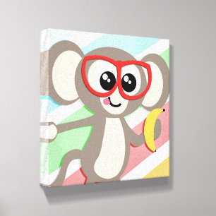 Cute Monkey with Banana Optometry Office Art Canvas Photo Tile