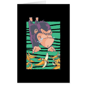Cute Monkey With Bananas Card