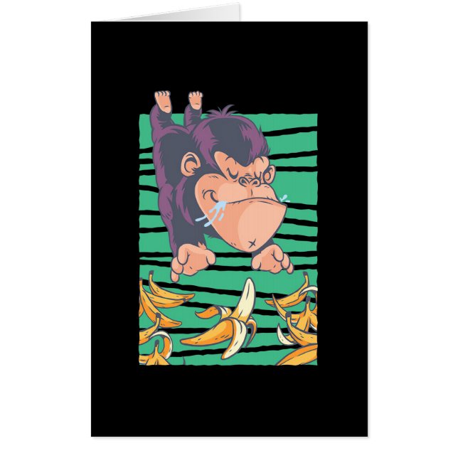Cute Monkey With Bananas Card (Front)