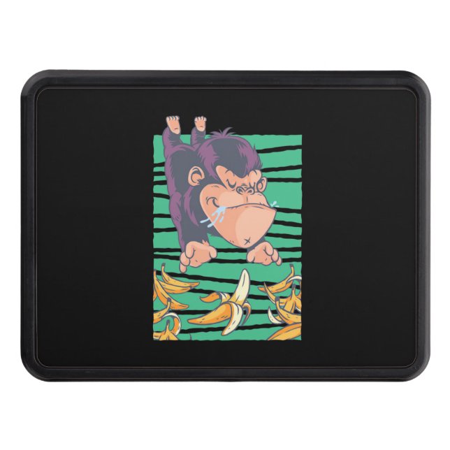 Cute Monkey With Bananas Hitch Cover (Front)