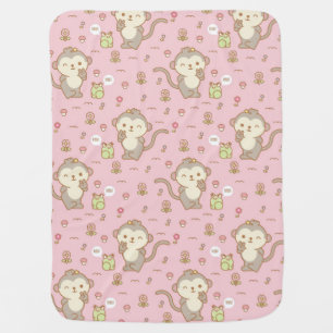 Cute Monkeys and Frogs Baby Blanket