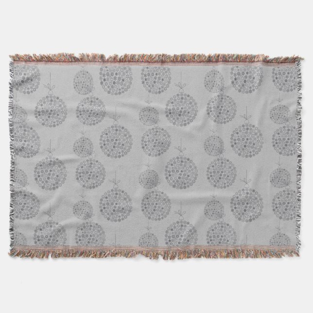 Cute Monochromatic Gray Christmas Balls Pattern  Throw Blanket (Front)