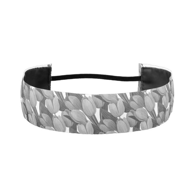 Cute Monochromatic Tulips Floral Art  Athletic Headband (Front)
