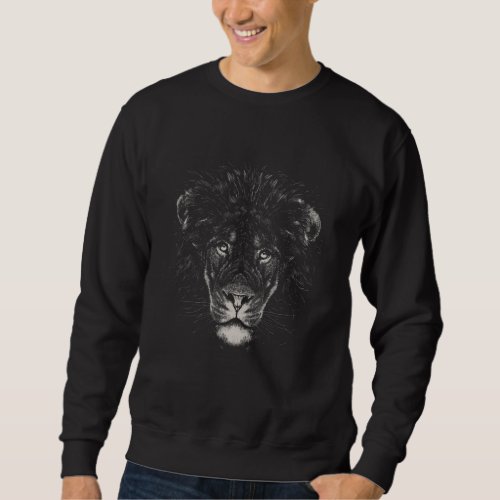 Cute Monochrome Realistic Lion Portrait _ Lion Sweatshirt