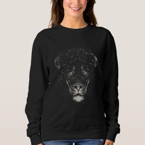 Cute Monochrome Realistic Lion Portrait _ Lion Sweatshirt