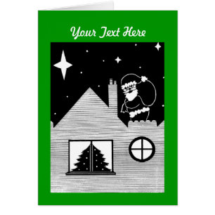cute monochrome santa with gifts for christmas cards