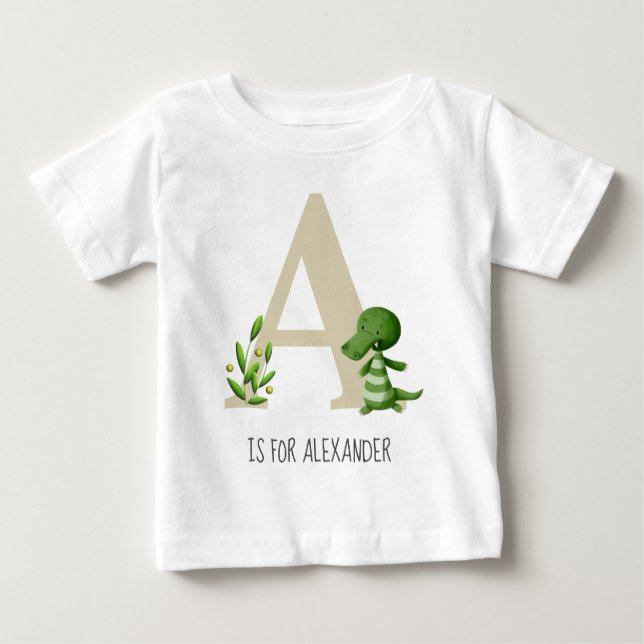 Cute Monogram Alligator Baby Baby T-Shirt (Front)