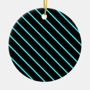 Cute monogram aqua black stripes All-Over-Print T- Ceramic Ornament