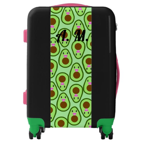 Cute Monogram Avocado Guac Vegan Healthy Kawaii Luggage