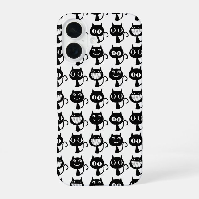 Cute Monogram Black Cat Expressions Pattern Iphone Case (Back)