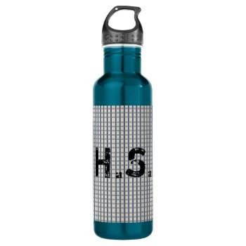 Cute Monogram Country Blue Gingham Checks Water Bottle by Visages at Zazzle