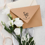 Cute Monogram Heart & Wedding Date Self-inking Stamp<br><div class="desc">Romantic rubber stamp with your initials in a pretty calligraphy script above a little heart. Personalize with your wedding date too!</div>