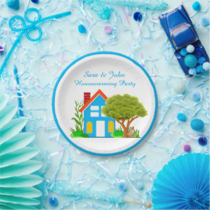 Cute Monogram Housewarming Party Paper Plates 9"