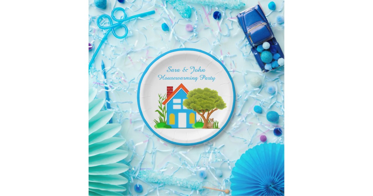 Cute Monogram Housewarming Party Paper Plates 9" Zazzle