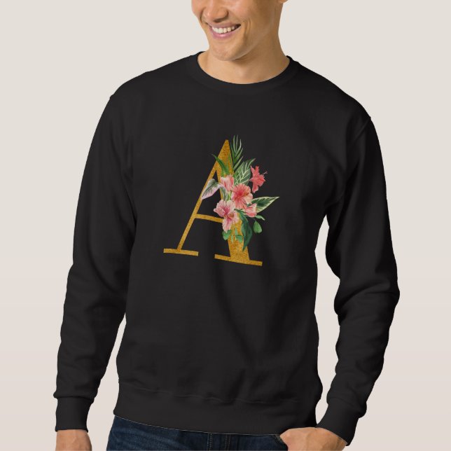 Cute Monogram Initial Coloured Letters Flowers Cap Sweatshirt (Front)