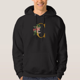 Cute Monogram Initial Letters Coloured Flowers Cap Hoodie