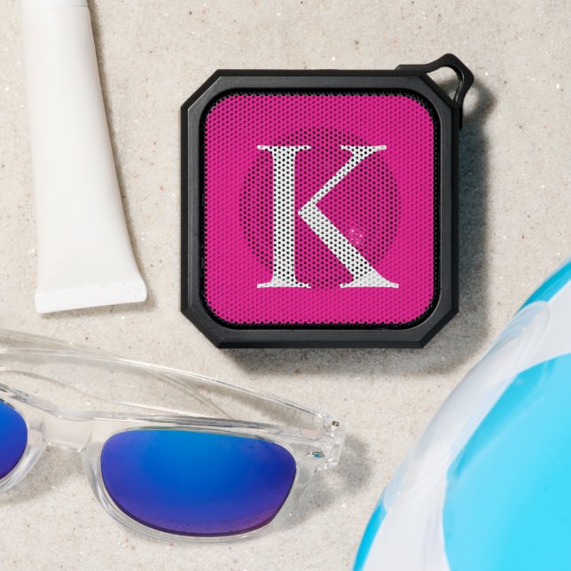 Cute Monogram Initial Pink Bluetooth Speaker (Insitu(Beach))