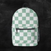 Cute Monogram Initials & Green Checkerboard
