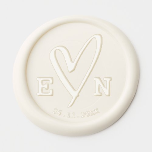 Cute Monogram Initials Heart Minimalist Wedding  Wax Seal Sticker