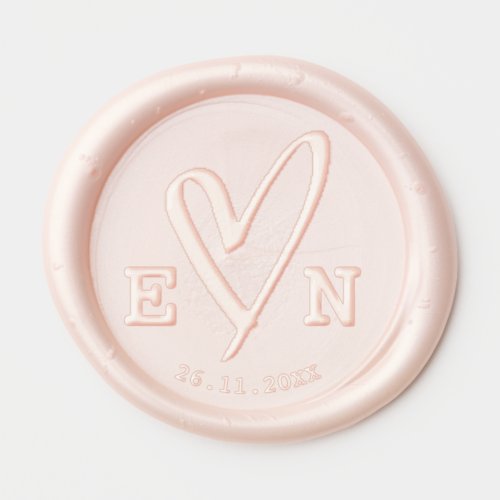 Cute Monogram Initials Heart Minimalist Wedding  Wax Seal Sticker