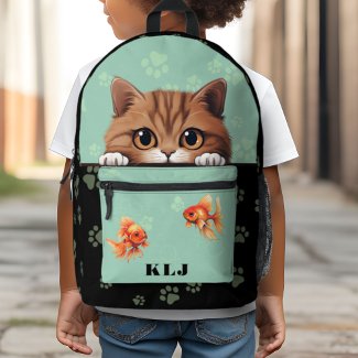 Cute Monogram Initials Kids Cat