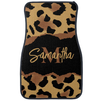 Cute Monogram Leopard Print Car Floor Mat