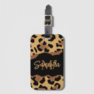 Cute Monogram Leopard Print Luggage Tag
